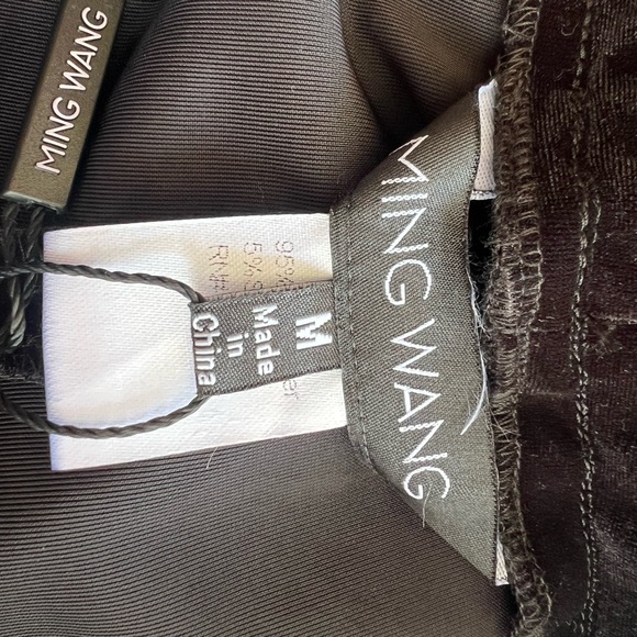 Ming Wang Black Wide Leg Velvet Pants size Medium NWT $215 Christmas Holiday - Picture 7 of 8
